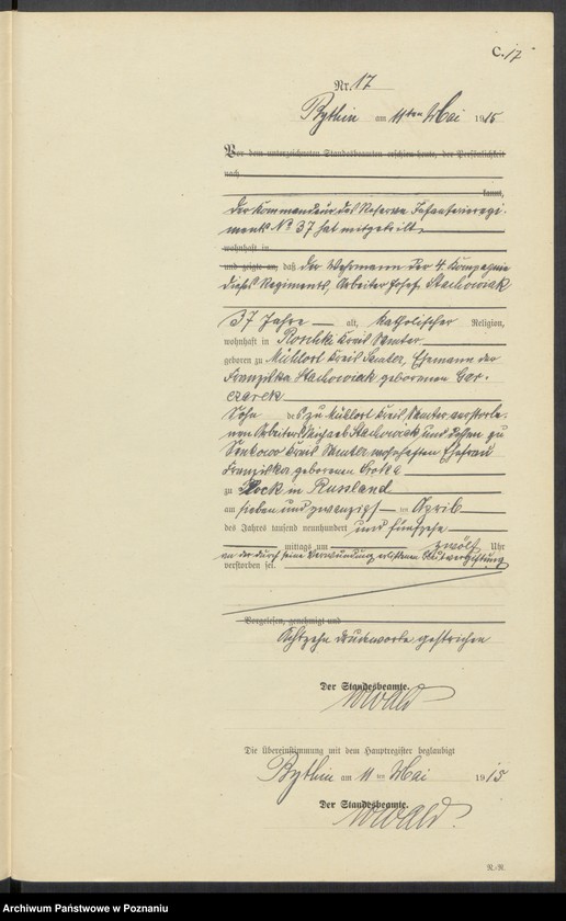 Obraz 19 z jednostki "Sterbe-Neben-Register"