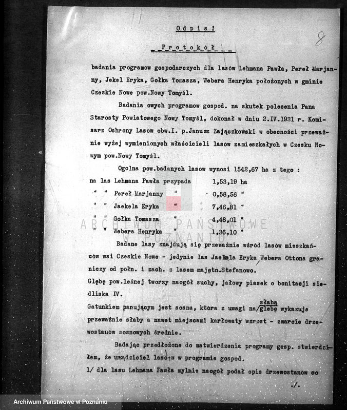 Obraz 12 z jednostki "/Różne sprawy leśne, protokóły badania gospodarki leśnej/"