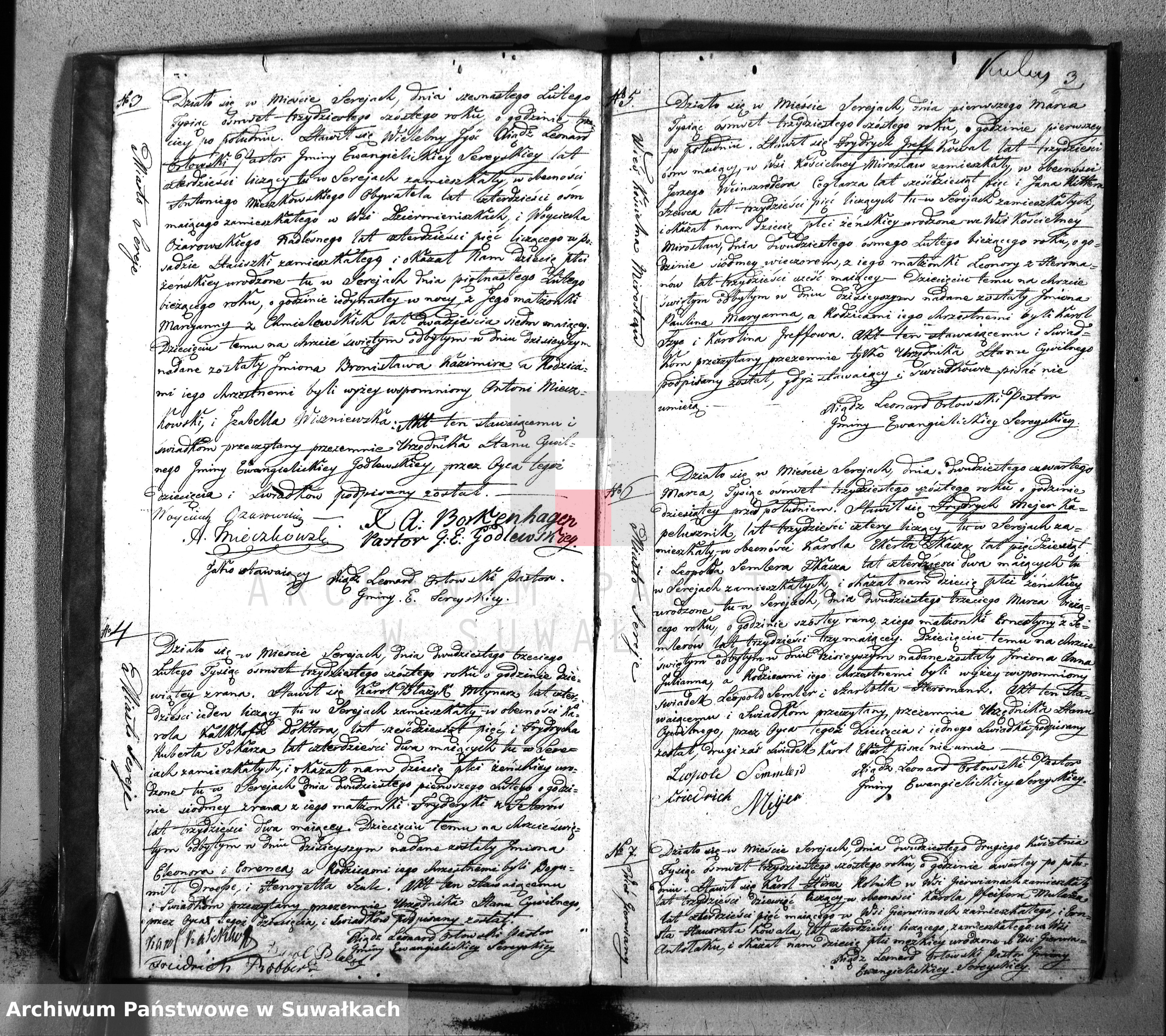 Skan z jednostki: Księga Duplikat Aktów Urodzonych, Zaślubionych i Zeszłych w Parafii Ewangelickiey Sereyskiey służąca na Rok 1836