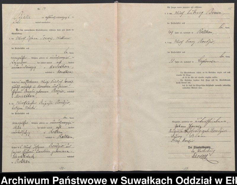 image.from.unit.number "Heiraths-Haupt-Register des Königlichen Preussischen Standes-Amtes Belzonzen Kreis Johannisburg"