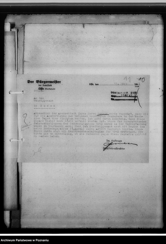 Obraz 15 z jednostki "[Sprawy związane z organizacja i działalnością Miejskiego Urzędu do Spraw Genealogicznych w Lesznie]"