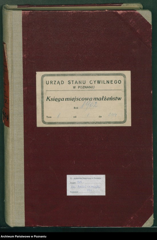 Obraz 2 z jednostki "Księga miejscowa małżeństw t. I"