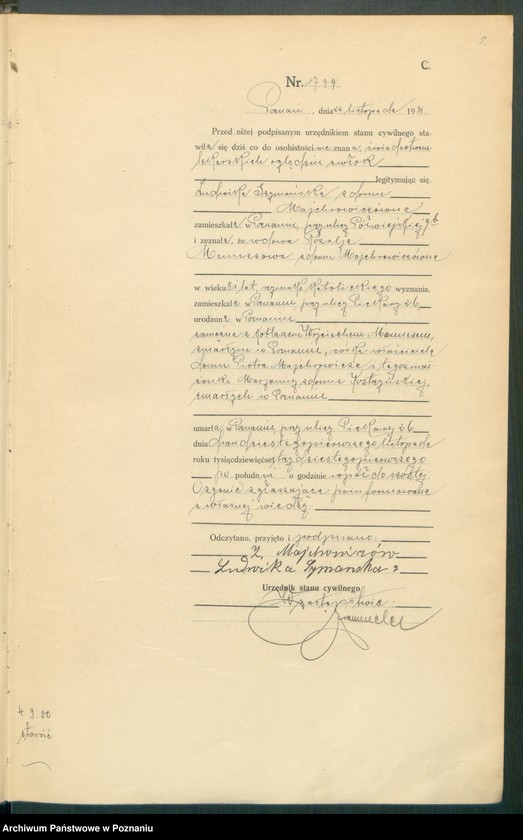 Obraz 7 z jednostki "Księga miejscowa zgonów tom IV [Rejestr główny zgonów]"