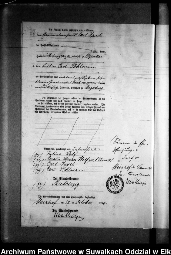 image.from.unit.number "Heiraths-Neben-Register des Preussischen Standes-Amtes Gr. Strengeln Kreis Angerburg"