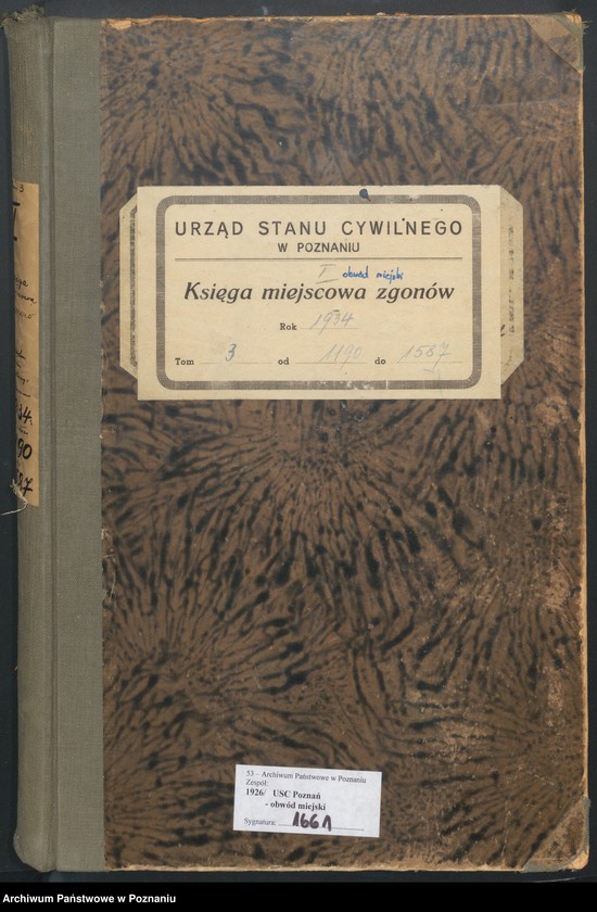 Obraz 2 z jednostki "Księga miejscowa zgonów tom III [Rejestr główny zgonów]"
