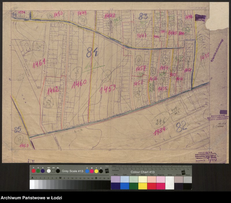 Obraz 1 z jednostki "Plan m. Łodzi 1:2000 z oznaczeniem podziału miasta na obwody i rejony spisowe. Sekcja NW13"