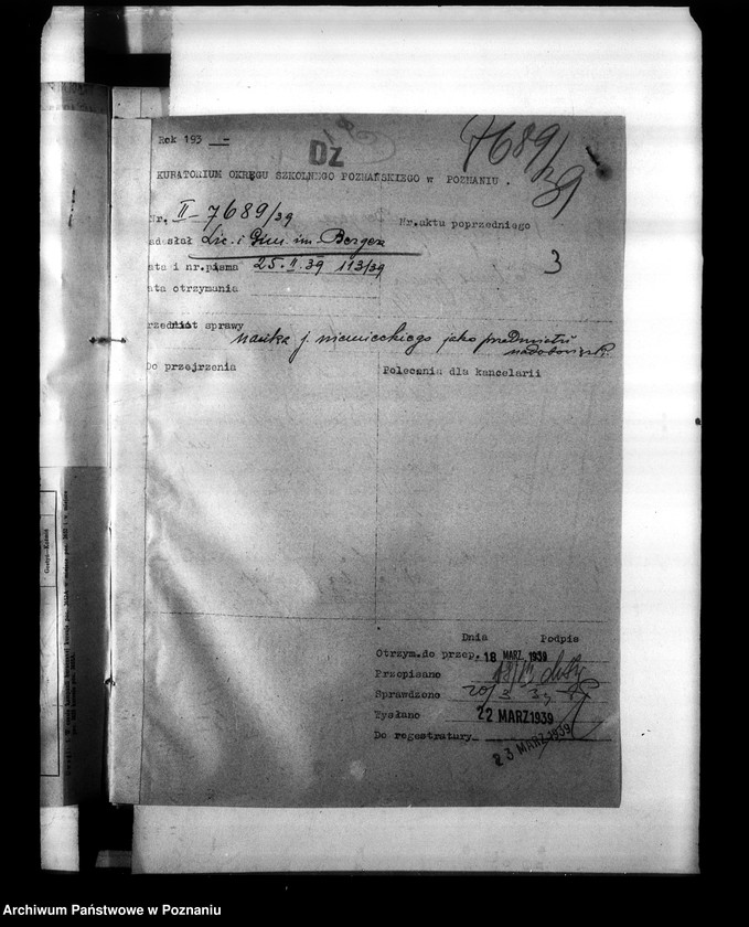 Obraz 6 z jednostki "Państwowe Liceum i Gimnazjum Męskie imienia Bergera w Poznaniu [korespondencja, między innymi spis abiturientów]"