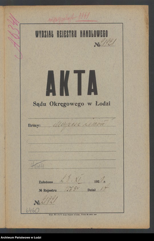 Obraz 2 z jednostki "Mojżesz Limon – wyrób towarów bawełnianych"