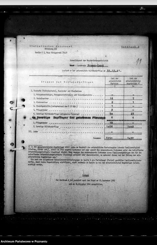 Obraz 15 z jednostki "Schnelldienst der Reichsfürsorgestatistik Regierungsbezirk Posen"