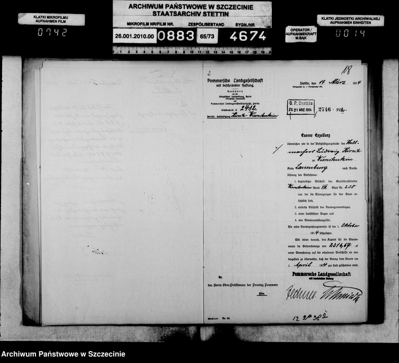 image.from.unit.number "Besitzfestigung des Grundstücks des Stellmachers Ludwig Hirsch in Wierschutzin Kreis Lauenburg"