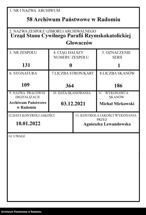 image.from.unit.number "Urząd Stanu Cywilnego w Głowaczowie Akta urodzeń, małżeństw, zgonów 1917 rok"