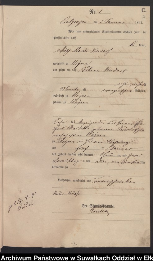 image.from.unit.number "Sterbe-Haupt-Register des Königlichen Preussischen Standes-Amtes Belzonzen Kreis Johannisburg für das Jahr 1888, 1891, 1892 Haupt-Heiraths-Register des Königlich Preussischen Standes-Amtes Belzonzen Kreis Johannisburg  Haupt-eiraths-Register des Königlich Preussischen Standes-Amtes Belzonzen Kreis Johannisburg für das Jahr 1874"