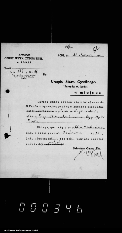 Obraz 10 z jednostki "Akta dotyczące spraw Urzędu Stanu Cywilnego"