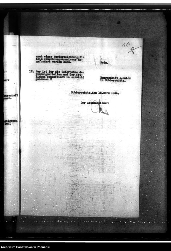 Obraz 16 z jednostki "Bau von Behelfsheimen in Dobberschütz (Dobrzyca). Baracken"