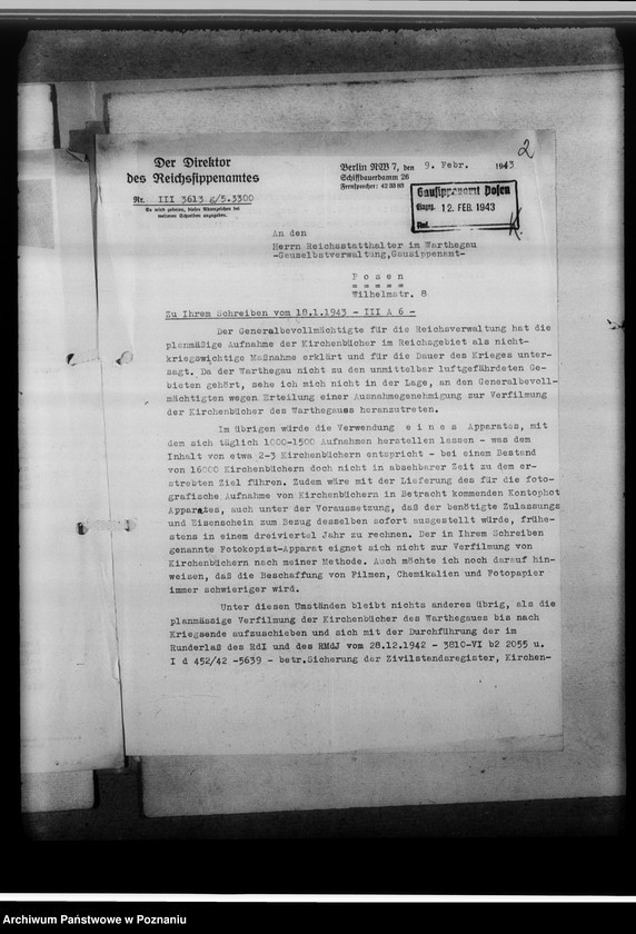 Obraz 6 z jednostki "[Korespondencja w sprawie mikrofilmowania ksiąg kościelnych]"