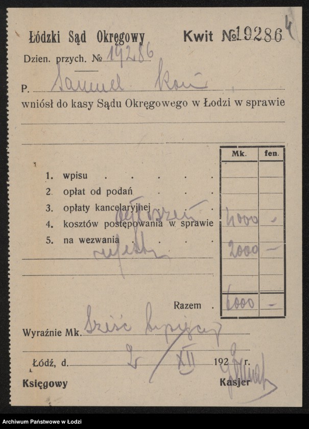 Obraz 6 z jednostki "Samuel Kon- sprzedaż towarów manufakturowych, galanterii i gotowej garderoby"