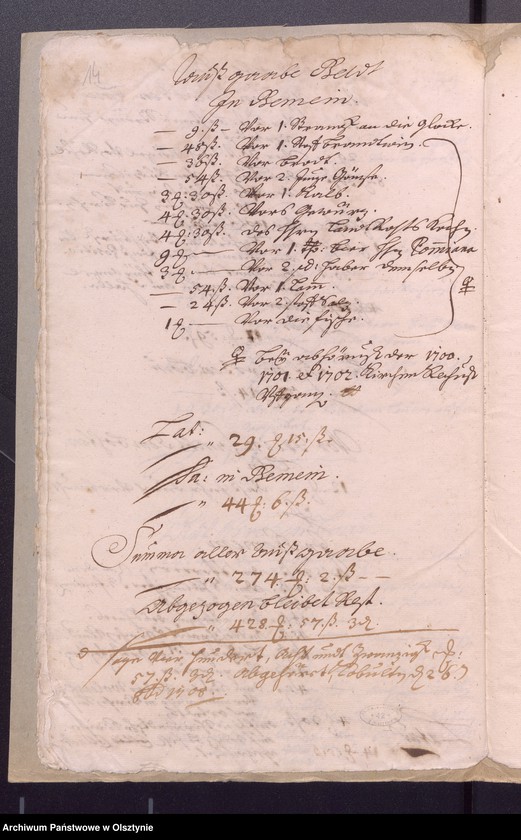 image.from.unit.number "Kobultensche Kirchen Rechnungaller Einnahme und Ausgabe Geld"