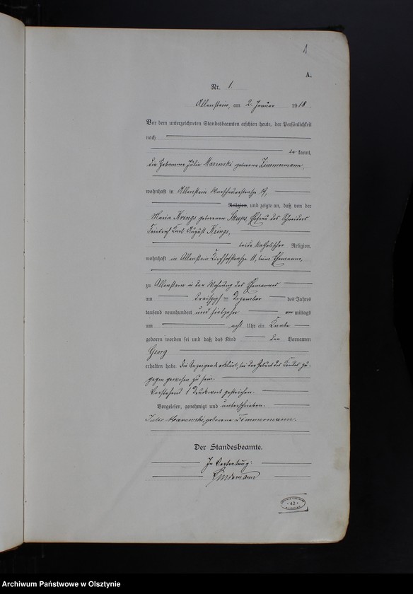 image.from.unit.number "Geburts-Haupt-Register Tom I, Nr 1-597"