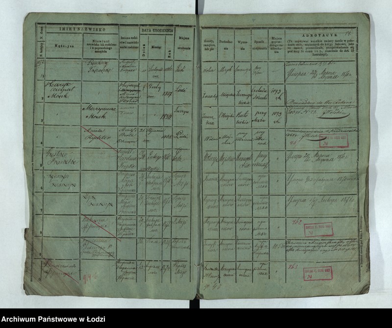 Obraz 15 z jednostki "Księga ludności stałej Łódź - cyrkuł III i IV nr 1071-1137"