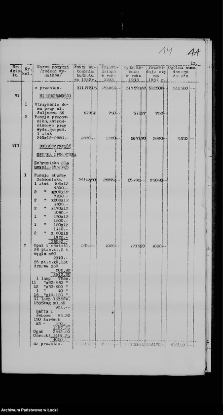 Obraz 18 z jednostki "Budżet na rok 1934 Zarządu Gminy Wyznaniowej Żydowskiej m. Łodzi"
