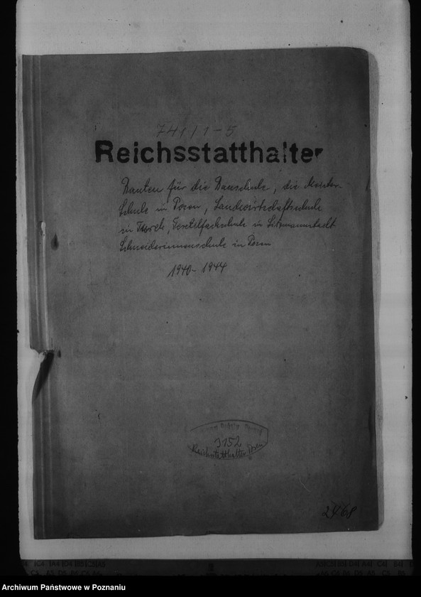 Obraz 4 z jednostki "Buten für die Bauschule, die Meisterschule in Posen, Landwirtschaftsschule in Turek, Textilschule in Litzmannstadt, Schniederinnenschule in Posen"