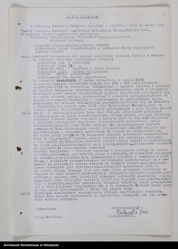 image.from.unit.number "Protokoły zebrań wyborczych /1950-1951/, posiedzeń plenarnych, egzekutywy, narad aktywu, plany pracy, sprawozdania /1949-1950/ Komitetu Gminnego PZPR"