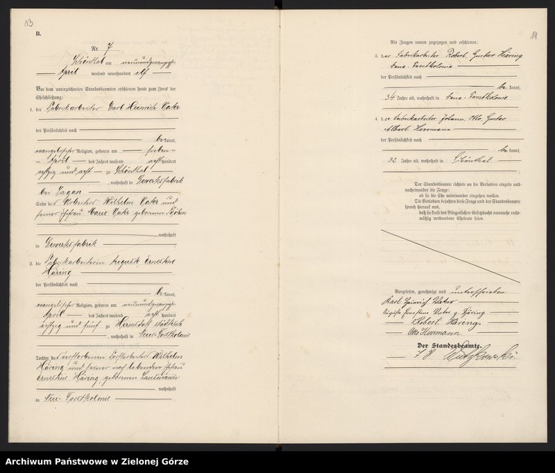 image.from.unit.number "Heirats-Haupt-Register Standesamt Sagan Land"