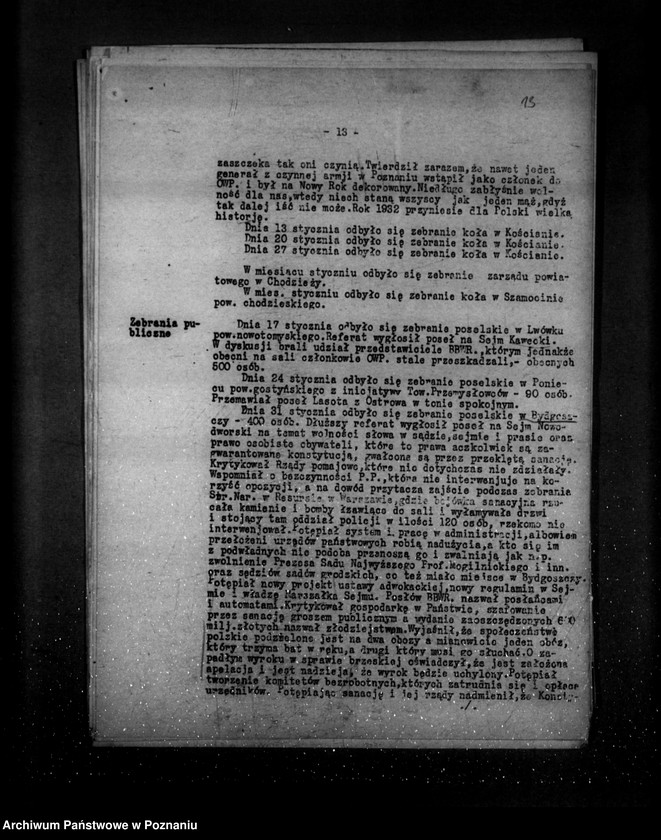 Obraz 17 z jednostki "Sprawozdania z polskiego legalnego ruchu polityczno-społecznego za miesiące styczeń, luty, marzec 1932 r."