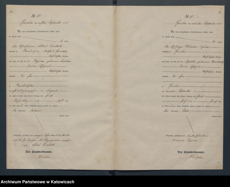 image.from.unit.number "Geburts-Haupt-Register des Königlich Preussichen Standesamts Imielin im Kreise Pless pro 1875"