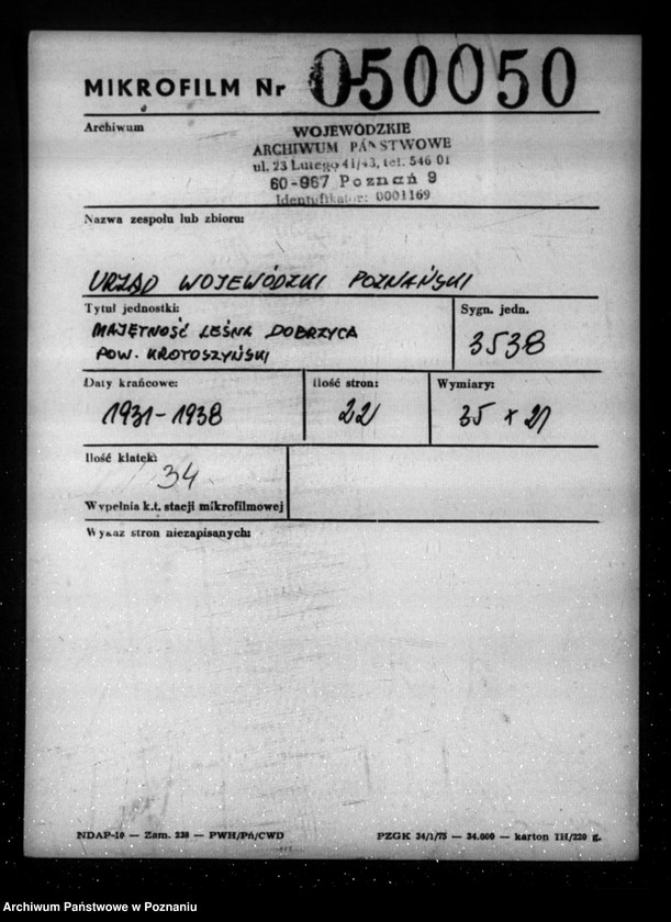 image.from.unit.number "Majętność leśna Dobrzyca powiat krotoszyński"