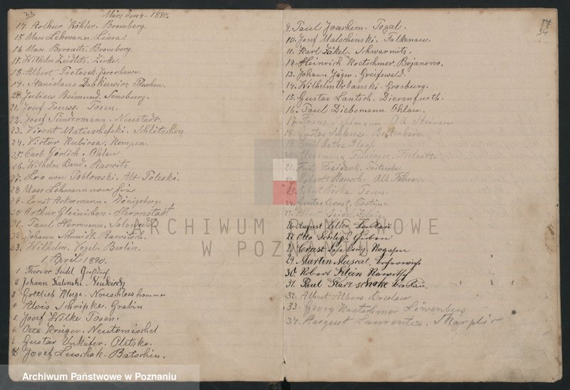 Obraz 18 z jednostki "[Księga rejestracji czeladników zatrudnionych u mistrzów piekarskich w Lesznie]"