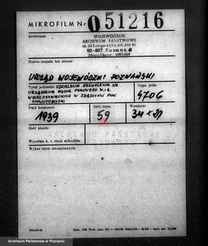 Obraz 2 z jednostki "Udzielenie zezwolenia na urządzenie młyna parowego W. i A. Wierzchowieckich w Zbąszyniu, pow. nowotomyski"