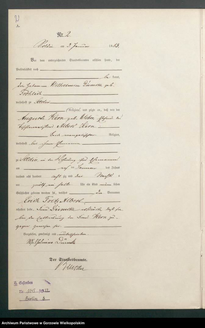 Obraz z jednostki "Geburts - Haupt - Register"