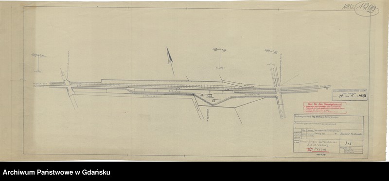 image.from.unit.number "Reichsbahndirektion Danzig. Deutsche Reichsbahn. Strecke: Soldau - Goßlershausen. BA. Strasburg. Hp. Priom"