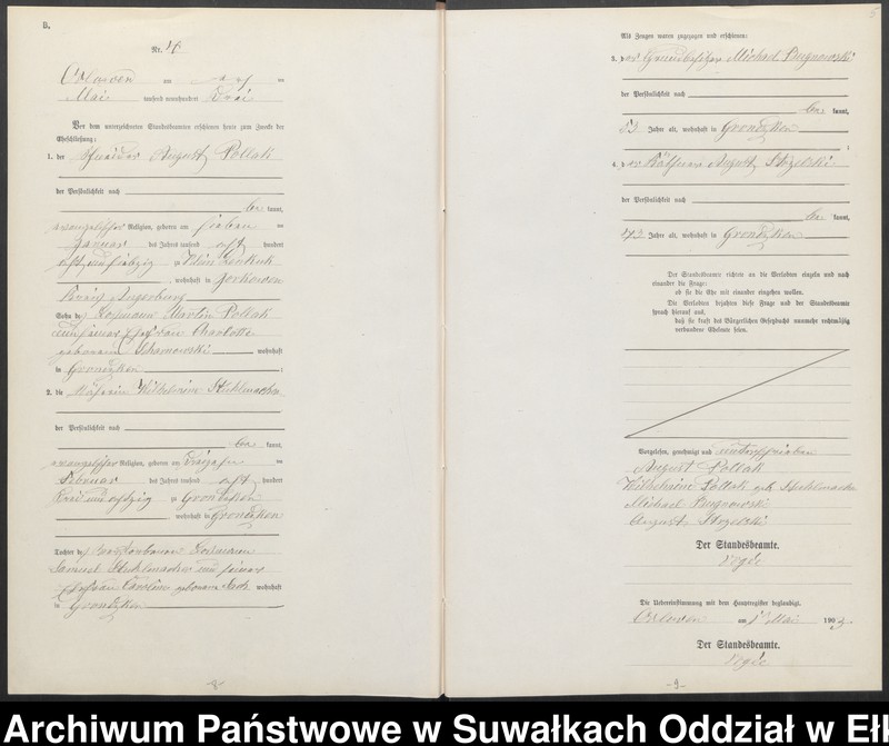 image.from.unit.number "Heiraths-Neben-Register des Preussischen Standes-Amtes Orlowen Kreis Lötzen"