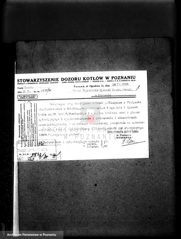 Obraz 5 z jednostki "Mleczarnia w Solcu pow chodzieski własność właściciel Piętyszek, kocioł nr fabryczny 88, nr woj. 6428"