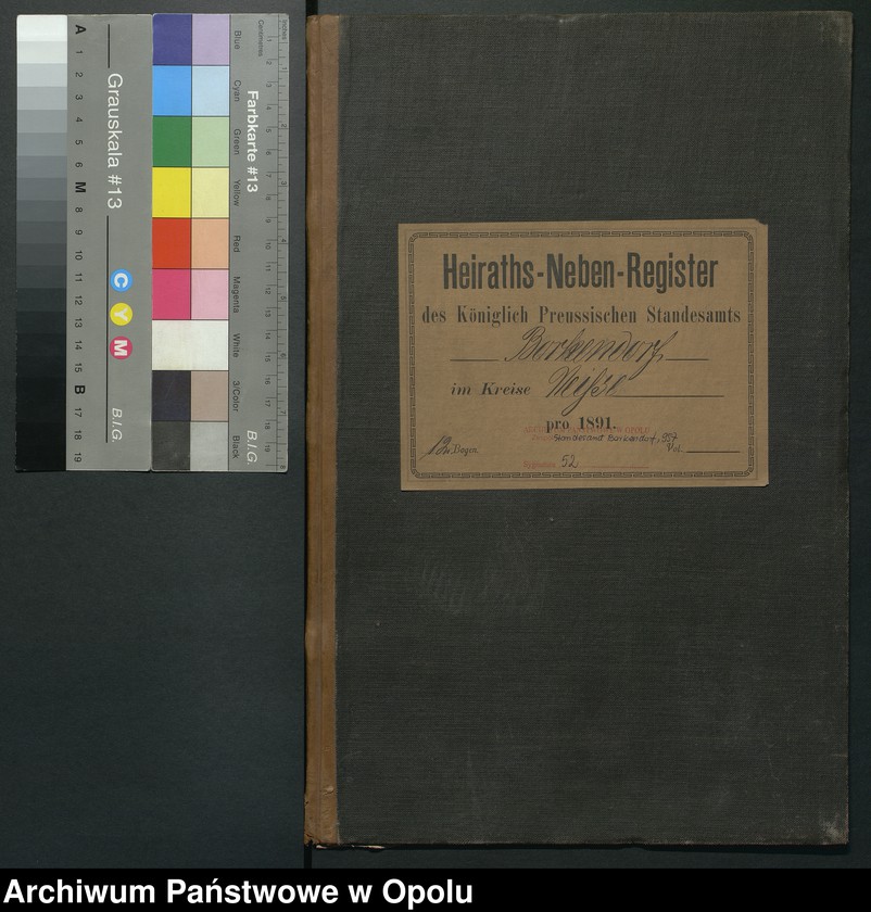 Obraz 3 z jednostki "Heiraths-Neben-Register des Standesamts Borkendorf pro 1891"