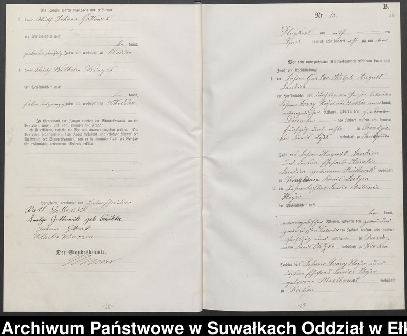 image.from.unit.number "Heiraths-Haupt-Register des Königlichen Preussischen Standes-Amtes Kumilsko Kreis Johannisburg"