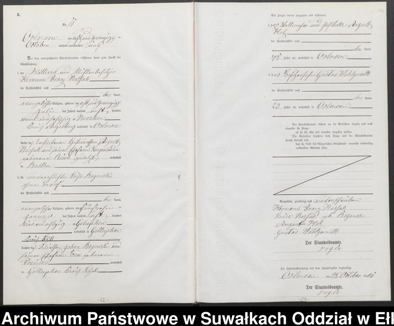 image.from.unit.number "Heiraths-Neben-Register des Preussischen Standes-Amtes Orlowen Kreis Loetzen"