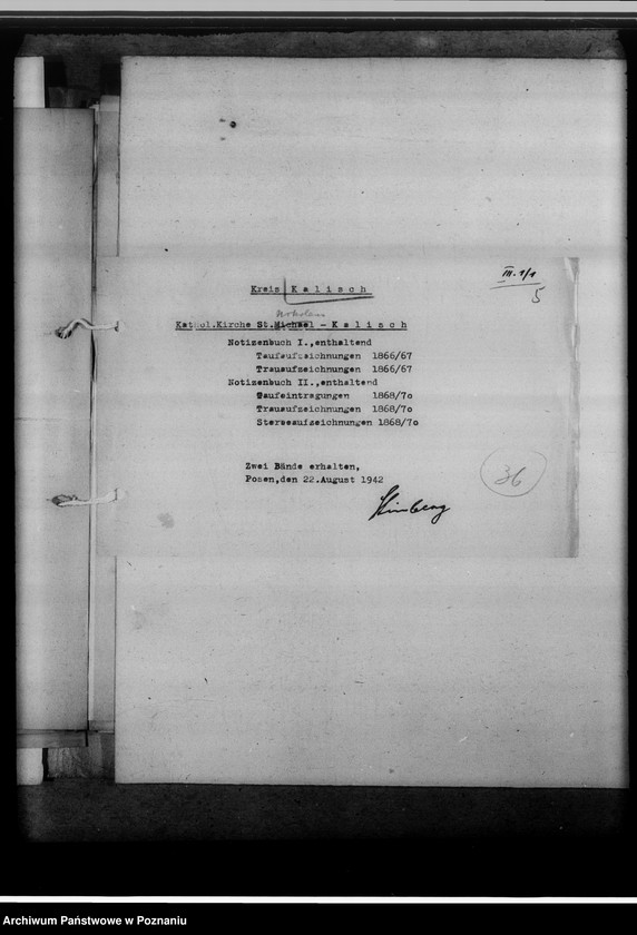 Obraz 9 z jednostki "Einziehungsprotokolle [ksiąg kościelnych] Kalisch-Stadt [Kalisz - miasto]"