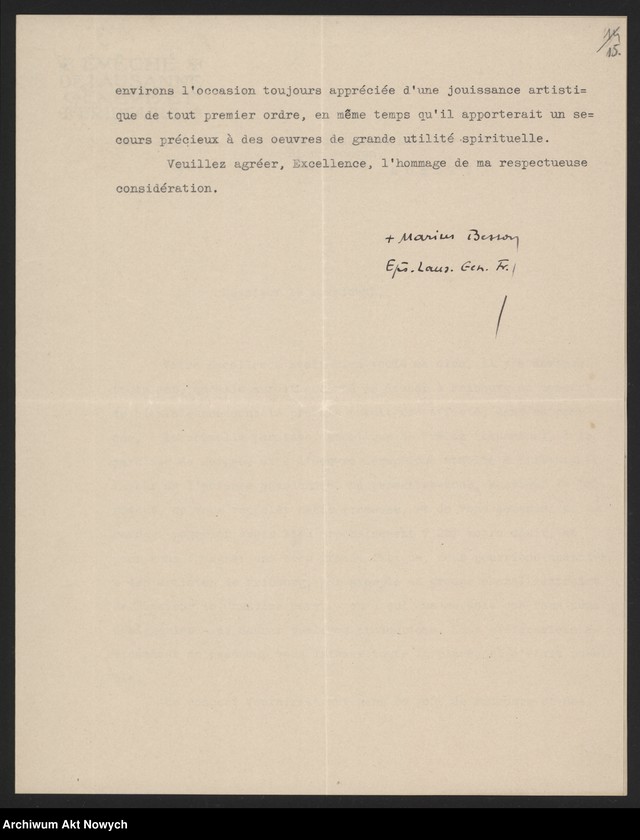 image.from.unit.number "Besson Marius (biskup Lozanny, Genewy i Fryburga); Załączniki: a) List S.A.D.E.A; b) Instytut "La Lingerie" (prospekt); c) wycinek prasowy; L.18 (odpowiedzi - maszynopis, rękopis)"