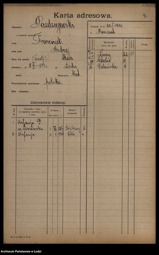 Obraz 14 z jednostki "[Spis ludności Łodzi] Pawoniak-Pelc"