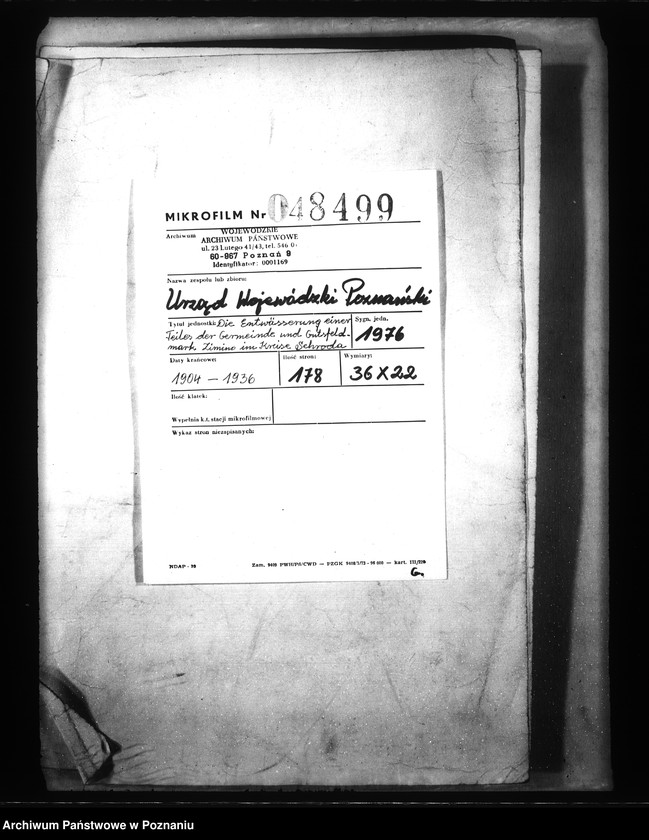 Obraz 1 z jednostki "Die Entwässerung einer Teiles der Germeinde und Gutsfeldmark Zimino im Kreise Schroda"