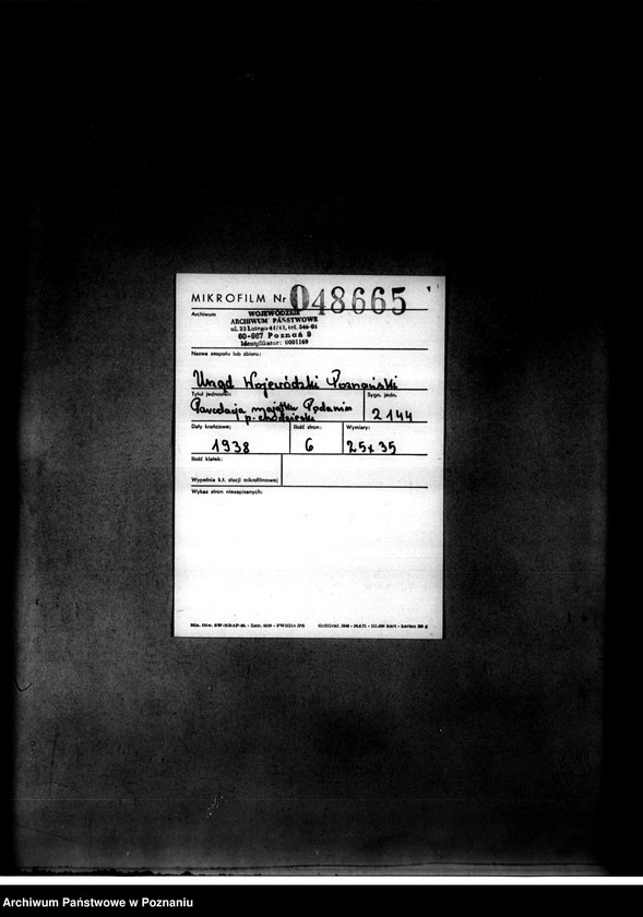 Obraz 2 z jednostki "Parcelacja majątku Podanin powiat chodzieski"