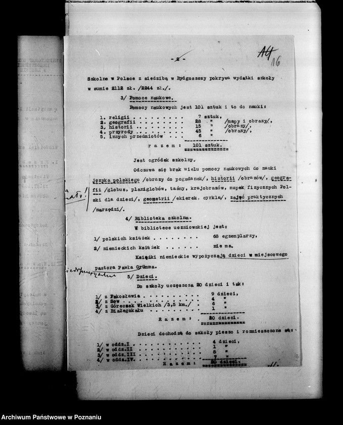 Obraz 19 z jednostki "Prywatna Szkoła Powszechna z niemieckim językiem nauczania w Pakosławiu powiat Rawicz"