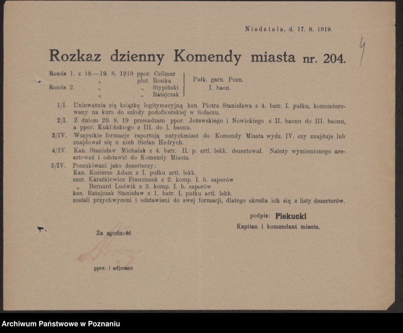 Obraz 6 z jednostki "/Rozkazy Komendy Miasta Poznania/, nr 201-339."