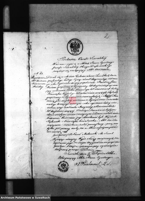 image.from.unit.number "Dowody do Akt Małżeństw Parafii Jeleniewskiej z roku 1866."