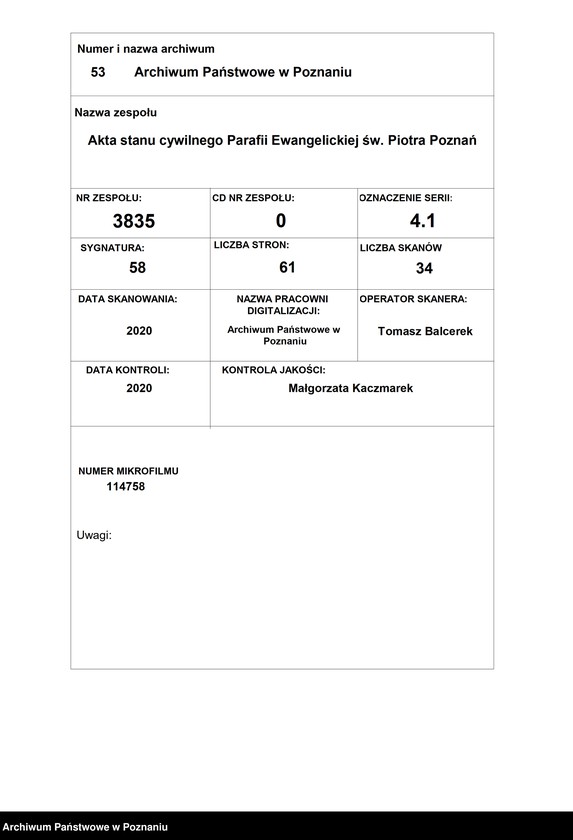Obraz 1 z jednostki "Duplikat des Trauregisters"