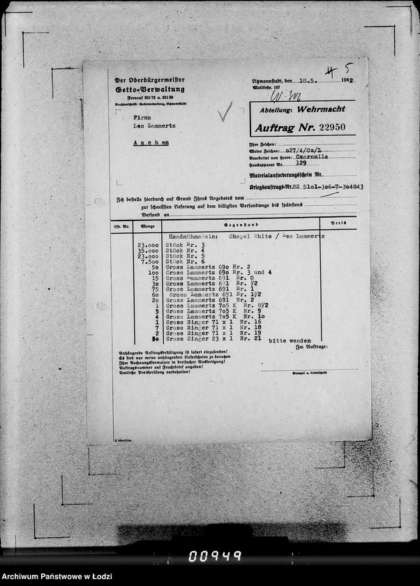 Obraz 9 z jednostki "306 Rucksack L-Z. [Korespondencja, zamówienia i kalkulacje]"