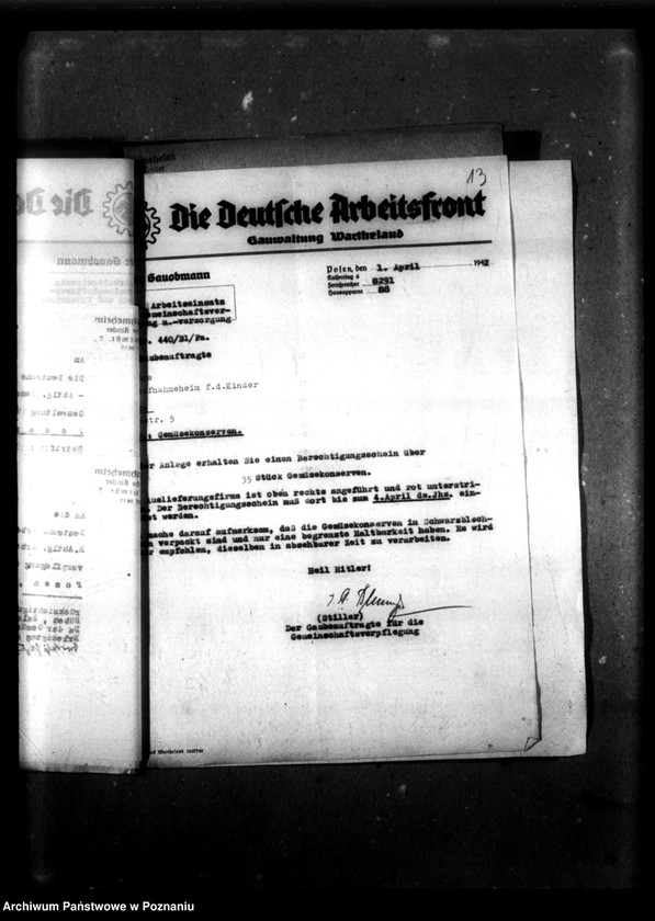 Obraz 17 z jednostki "Schriftwechsel mit der Deutsche Arbeiters Front [Korespondencja w sprawie zbiorowego żywienia]."